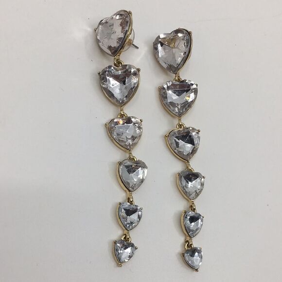 Sugarfix by Bauble Bar Heart Long Dangle Bling Earrings - Picture 6 of 14